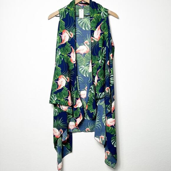 top it off Sweaters - Top It Off Flamingo Tropical Women Cardigan One Size 100% Polyester